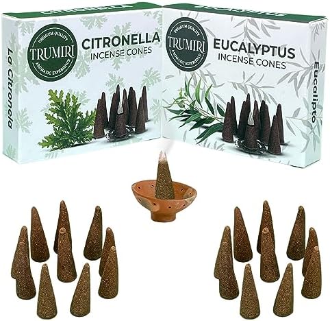 TRUMIRI Incense Cones - 20 Pack of Citronella Eucalyptus