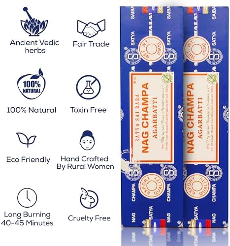 Satya Nagchampa Incense Sticks 250g x 2 Pack with Raajsee Holder