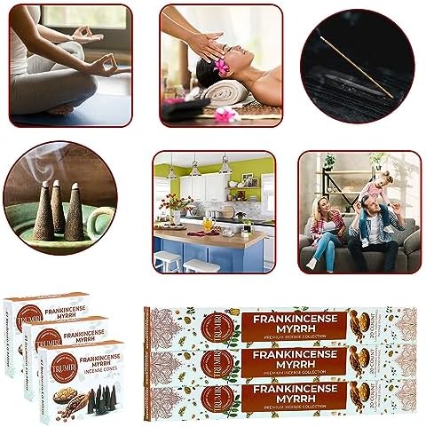 Frankincense Myrrh Incense Sticks and Cones Combo Pack