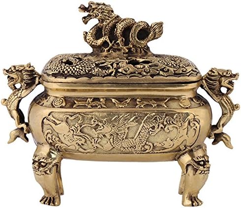 Walfront Antique Bronze Copper Dragon Incense Holder