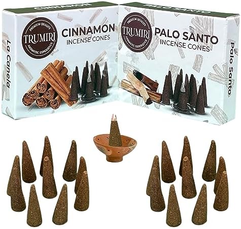 TRUMIRI Palo Santo Cinnamon Incense Cone Combo Pack - 10 Each