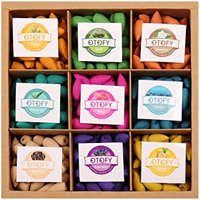 OTOFY Backflow Incense Cones - 360 Pcs Natural Waterfall Scents for Meditation Yoga Gift