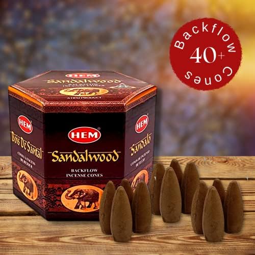 Hem Sandalwood Incense Cones 40 Pack - Natural Woody