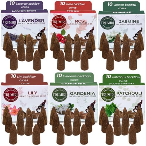 Trumiri Floral Backflow Incense Cones - 60 Large Variety Pack