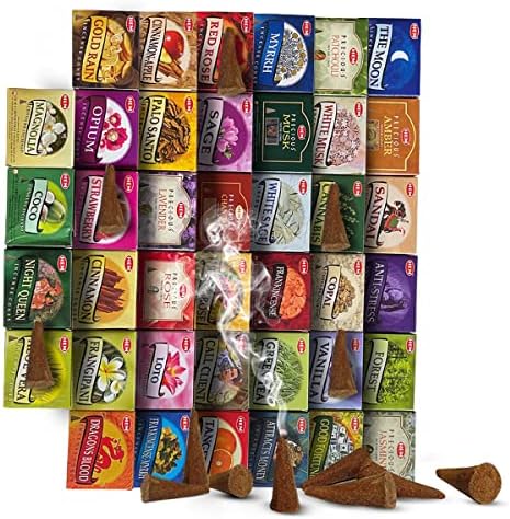 Hem Incense Cones Variety Pack of 12 with Holder