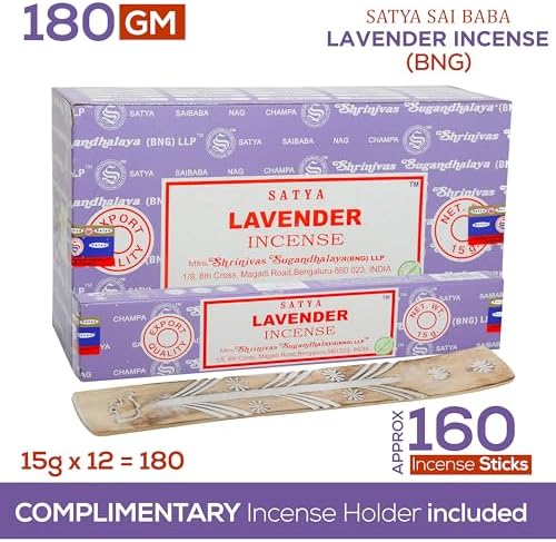 Raajsee Satya Lavender Incense Sticks 15gmx12Pack with Holder