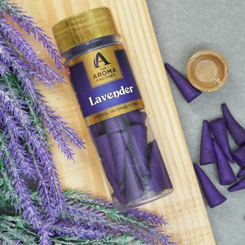 The Aroma Factory Incense Dhoop Cone Lavender 1 Bottle x 30 Cones