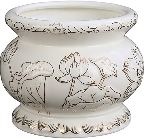 Houlu Small White Ceramic Incense Burner for Buddha Worship