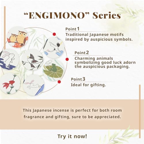 Hasegawa Incense Sticks - Prosperity Leap Fresh Sea Breeze with Artful Wave-Hopping Rabbit Design Washi Wrap Packaging