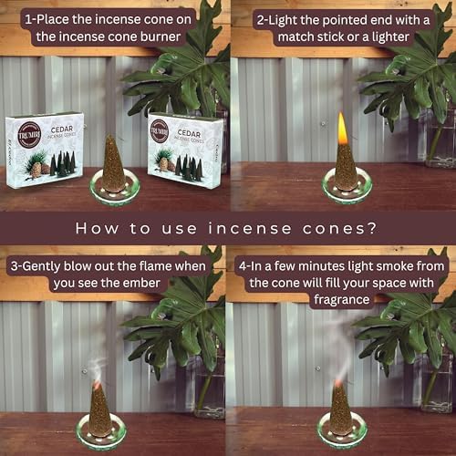 TRUMIRI Cedar Incense Cones - 20 Pack of 10 Dual Incense Cones