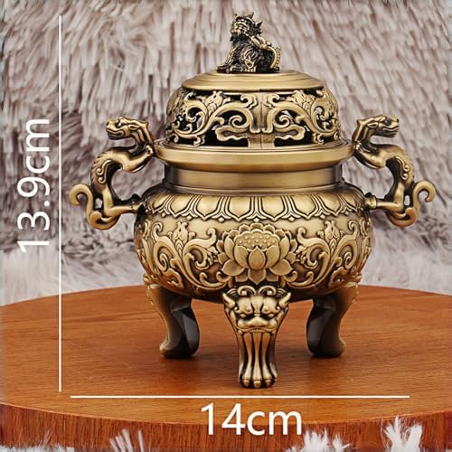 Chinese Brass Incense Burner with Dragon Lid 670g