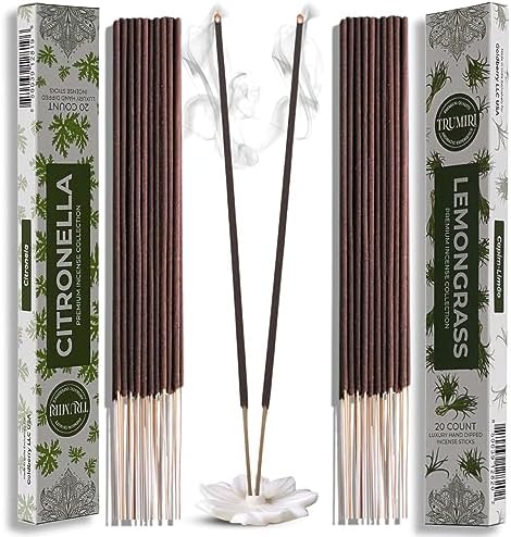 TRUMIRI Organic Incense Sticks - 40 Pack 20 Citronella 20 Lemongrass