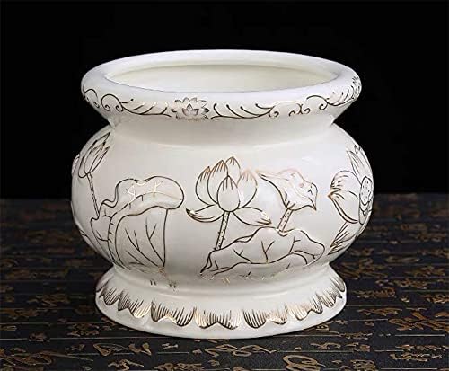 Houlu Small White Ceramic Incense Burner for Buddha Worship