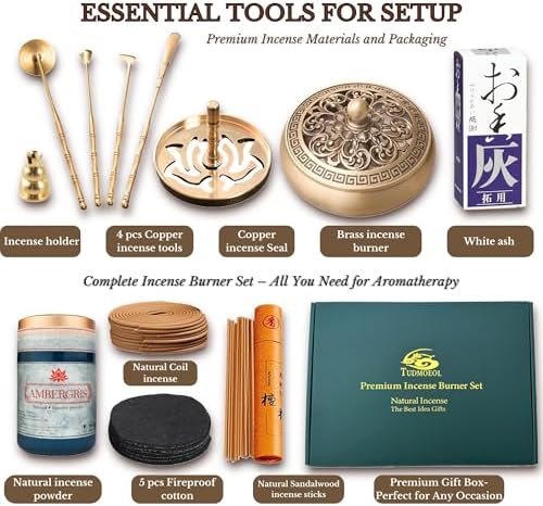 Copper Incense Burner with 16Pcs Tool Kit for Incense Making - Perfect for Yoga Meditation