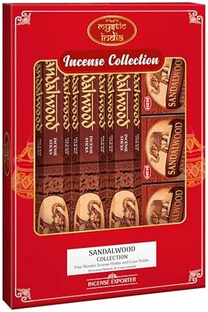 Mystic India Hem Sandalwood Incense 4 Tube Hexa 3 Box Cones