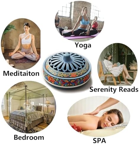 Hand-Painted Ceramic Incense Burner for Meditation and Home Decor