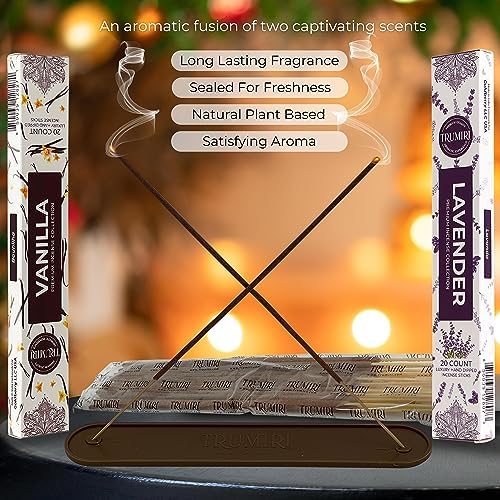 Trumiri Organic Incense Sticks - 40 Pack 20 Vanilla 20 Lavender