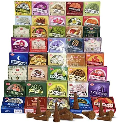 Hem Incense Cones Variety Pack of 12 with Holder