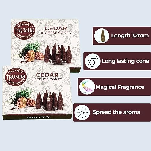 TRUMIRI Cedar Incense Cones - 20 Pack of 10 Dual Incense Cones