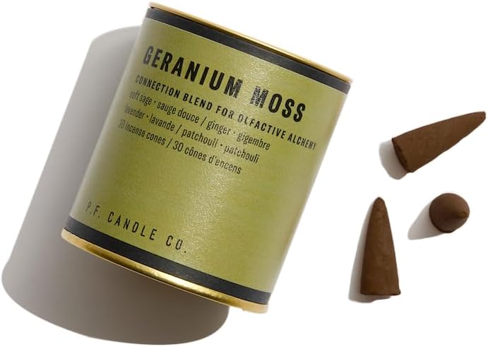 PF Candle Co Geranium Moss Alchemy Scented Hand-Dipped Incense Cones