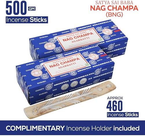 Satya Nagchampa Incense Sticks 250g x 2 Pack with Raajsee Holder