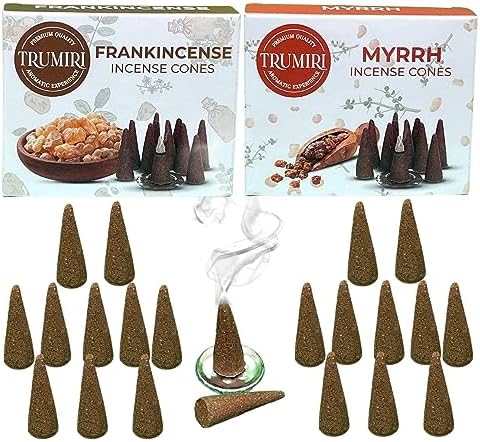 TRUMIRI Incense Cones - 20 Pack 10 Frankincense 10 Myrrh