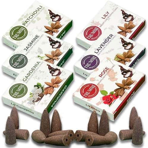 Trumiri Floral Backflow Incense Cones - 60 Large Variety Pack
