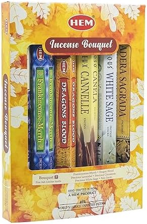 HEM Hexagonal Calming Incense Bouquet 7 Sticks Free Holder