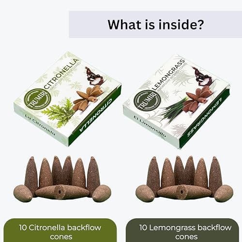 TRUMIRI Backflow Incense Cones 20-Pack Citronella Lemongrass