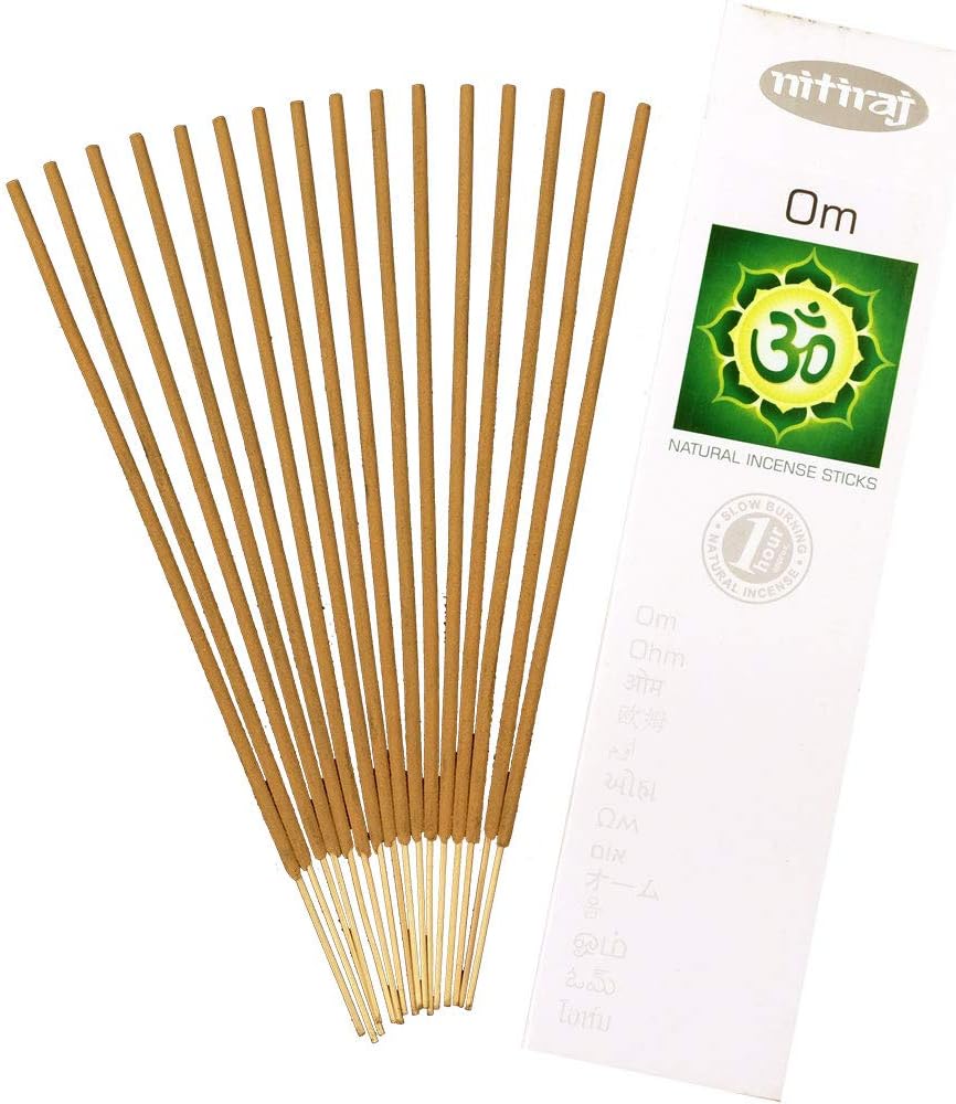 Nitiraj Platinum Natural Incense Sticks 1 Hour 2 Pack Om