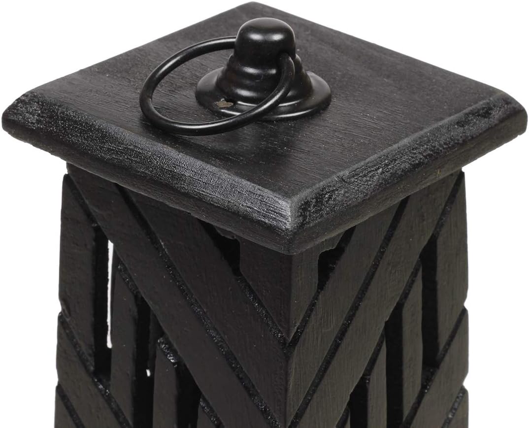 Hand Carved Wooden Incense Cone Black Tower Burner Stand