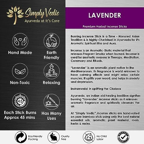 Lavender Incense Sticks with Holder 135 Charcoal-Free Agarbatti for Meditation and Relaxation