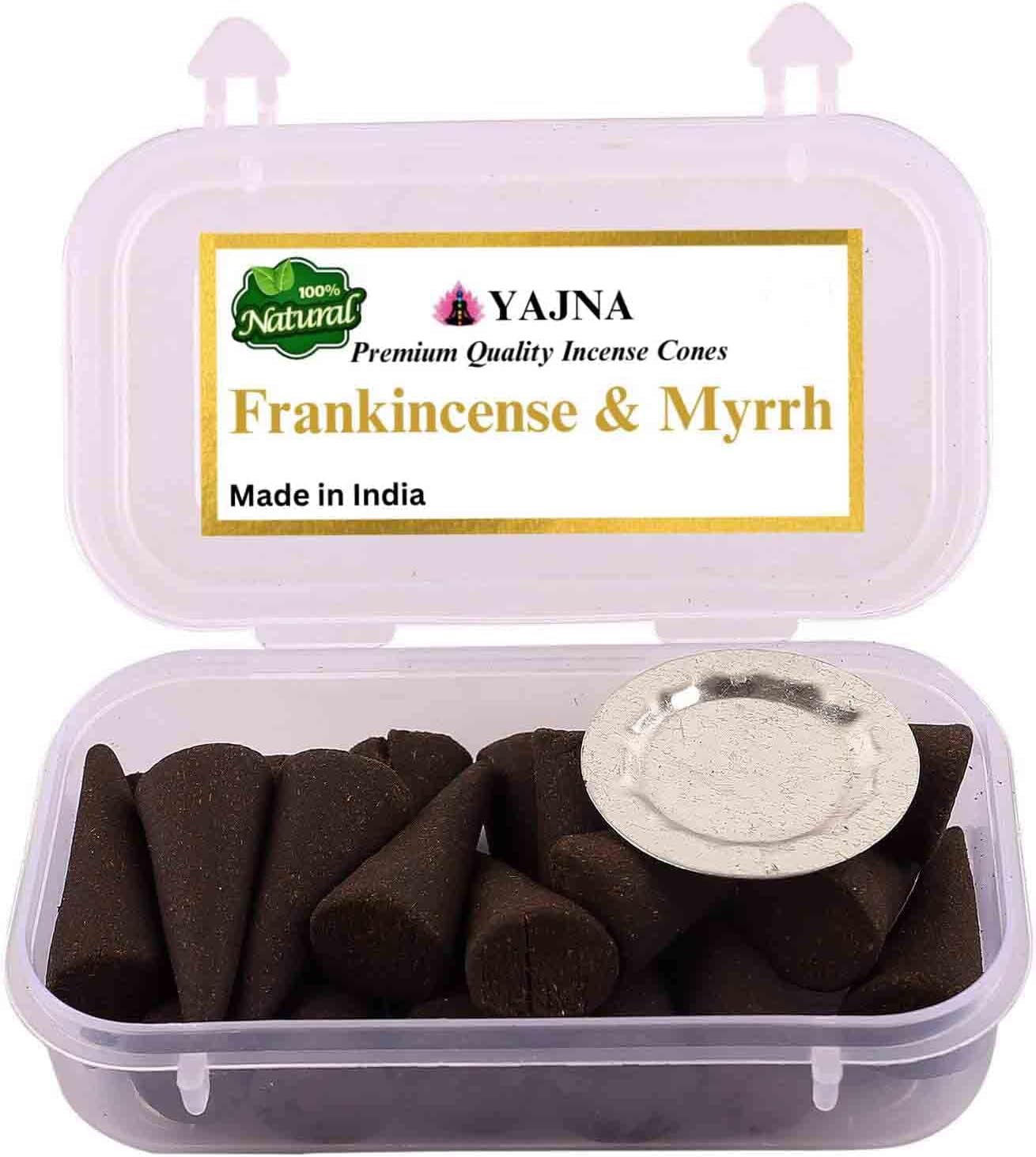 Yajna Frankincense and Myrrh Natural Incense Cones 60 Count