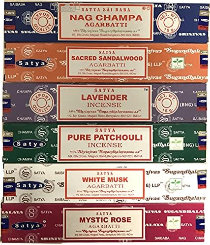 Satya Nag Champa Incense Stick Set of 6 Aromas
