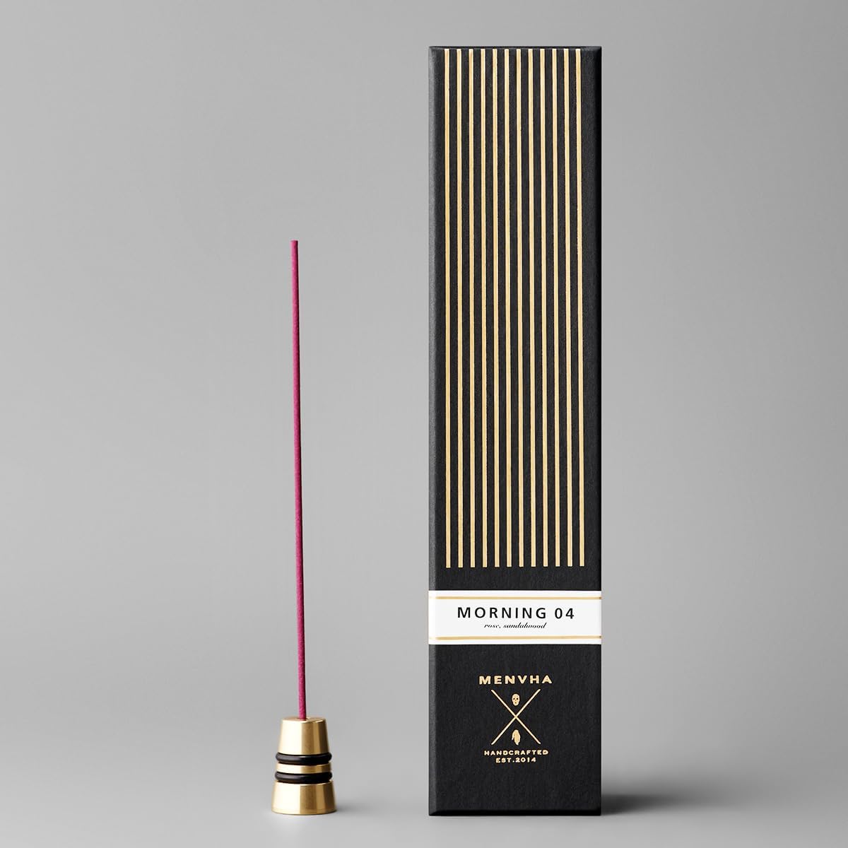 MENVHA Japanese Incense Sticks with Brass Holder Set - 30 Sticks Morning04 Rose Series