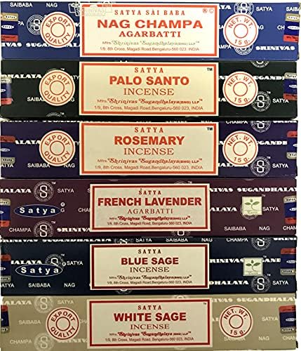 Satya Nag Champa Incense Stick Pack - 6 Different Scents