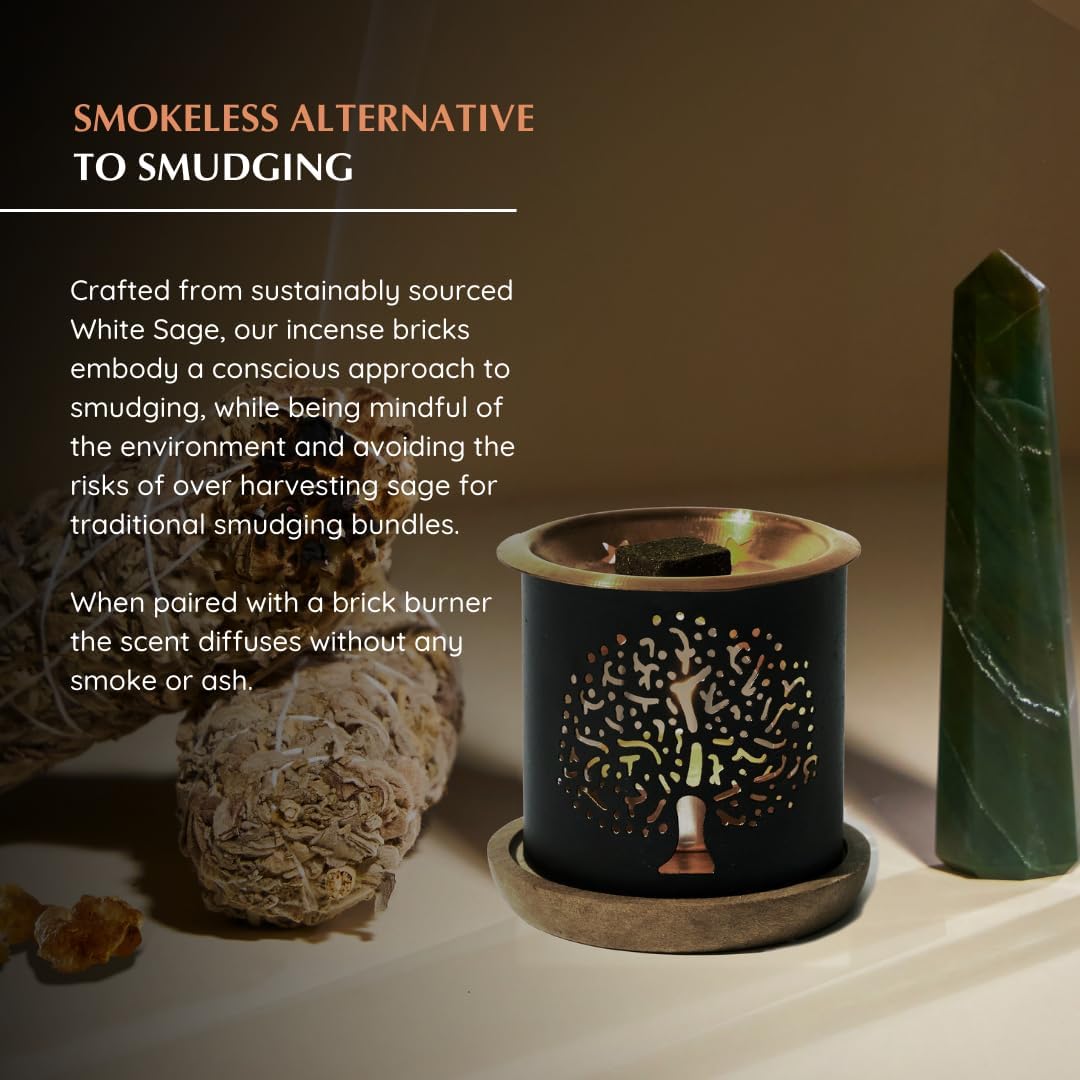 White Sage Frankincense Incense Bricks with Snowflake Burner by Aromafume