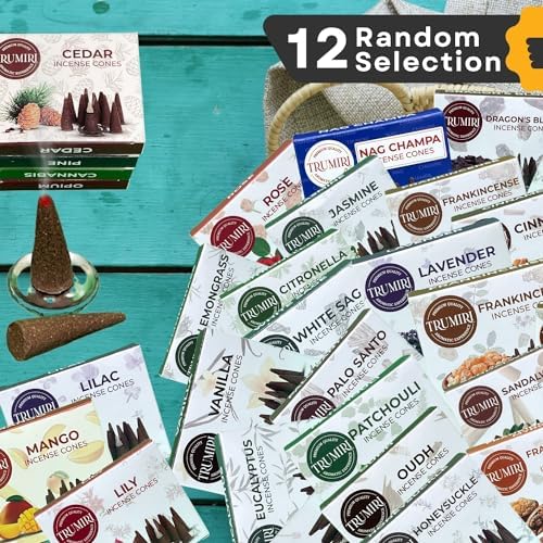 Trumiri Incense Cones 120 Pack with 12 Scents