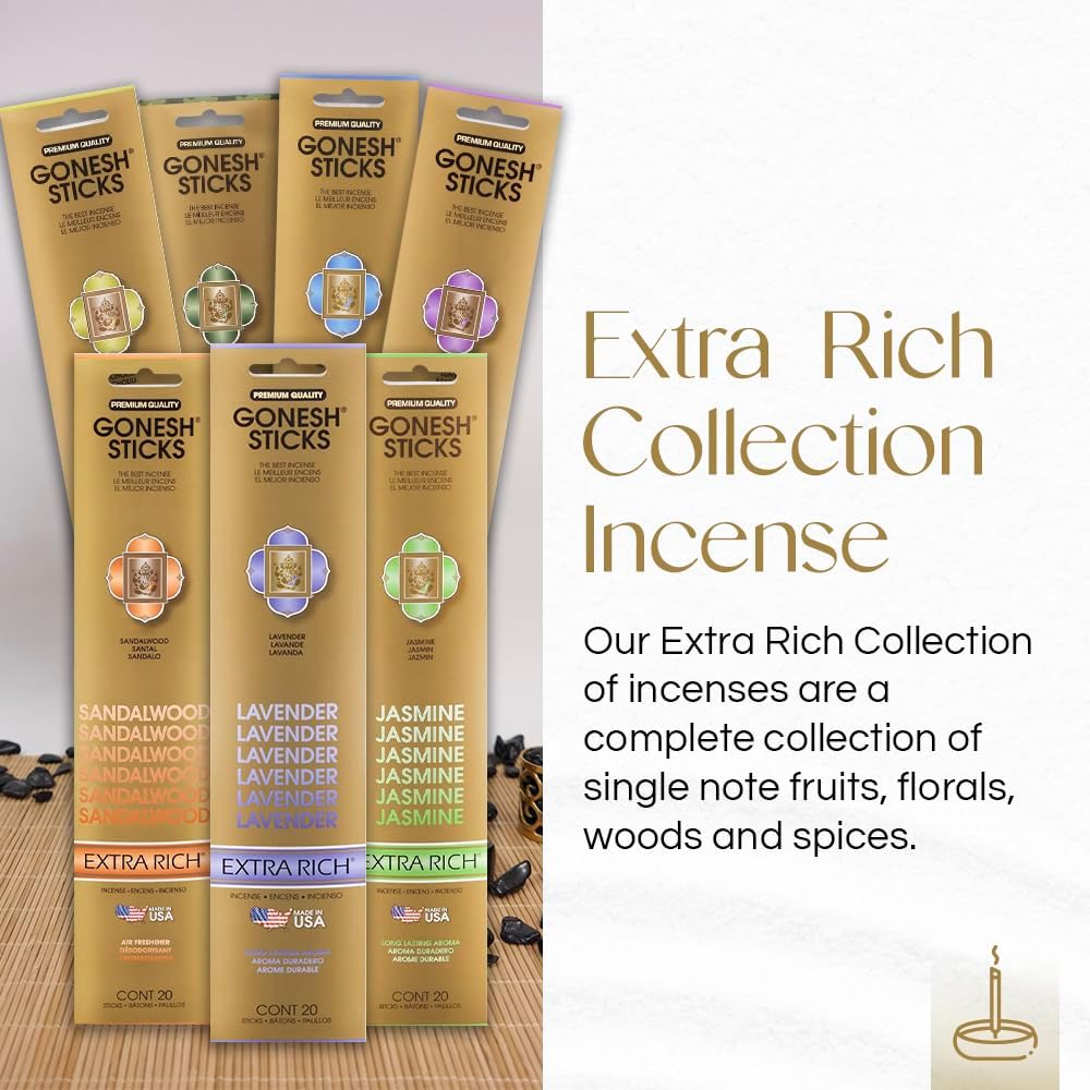 Gonesh - Extra Rich Scented Incense Sticks 80 Pack