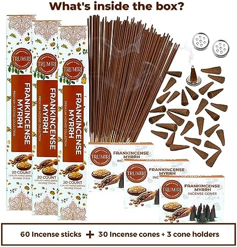 Frankincense Myrrh Incense Sticks and Cones Combo Pack