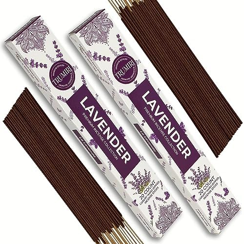 TRUMIRI Organic Lavender Incense Sticks - 40 Total - Dual Pack