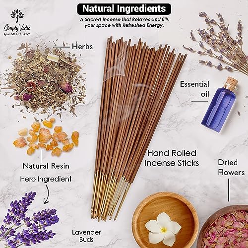 Lavender Incense Sticks with Holder 135 Charcoal-Free Agarbatti for Meditation and Relaxation
