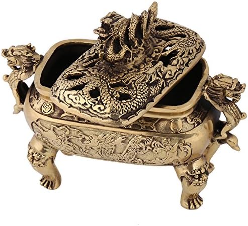 Walfront Antique Bronze Copper Dragon Incense Holder