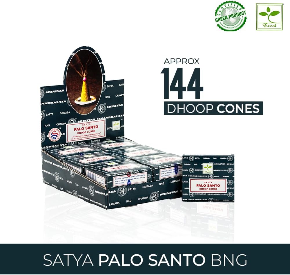 Satya Sai Baba Palo Santo Natural Masala Incense 144 Dhoop Cones in 12 Boxes