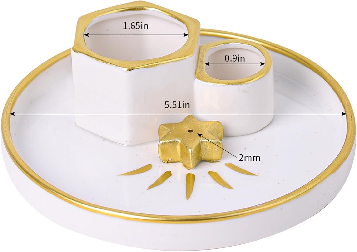 HITRAAYON Incense Holder Burner Ceramic Gold-Star Design