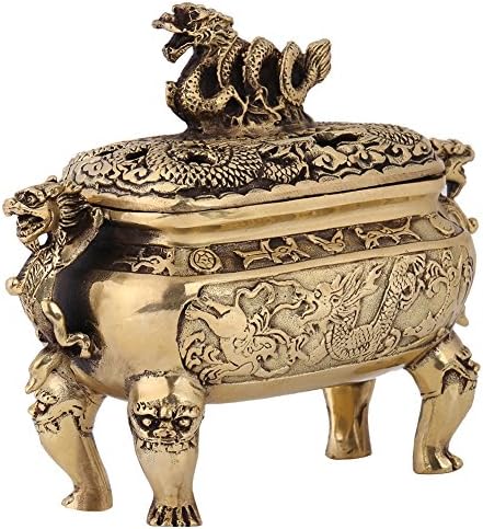 Walfront Antique Bronze Copper Dragon Incense Holder