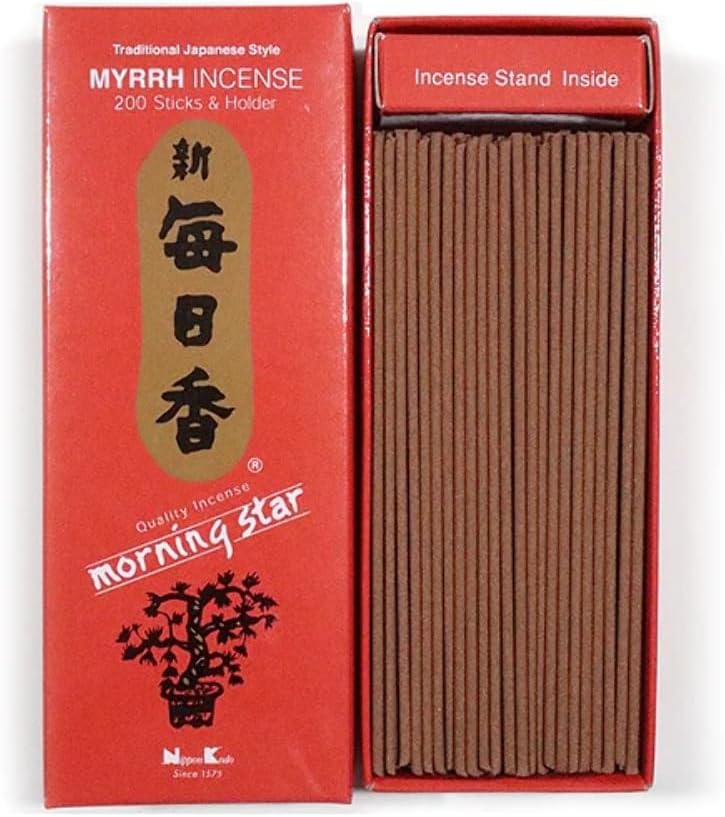 Morning Star Japanese Incense Sticks 200 Sticks and Holder Myrrh