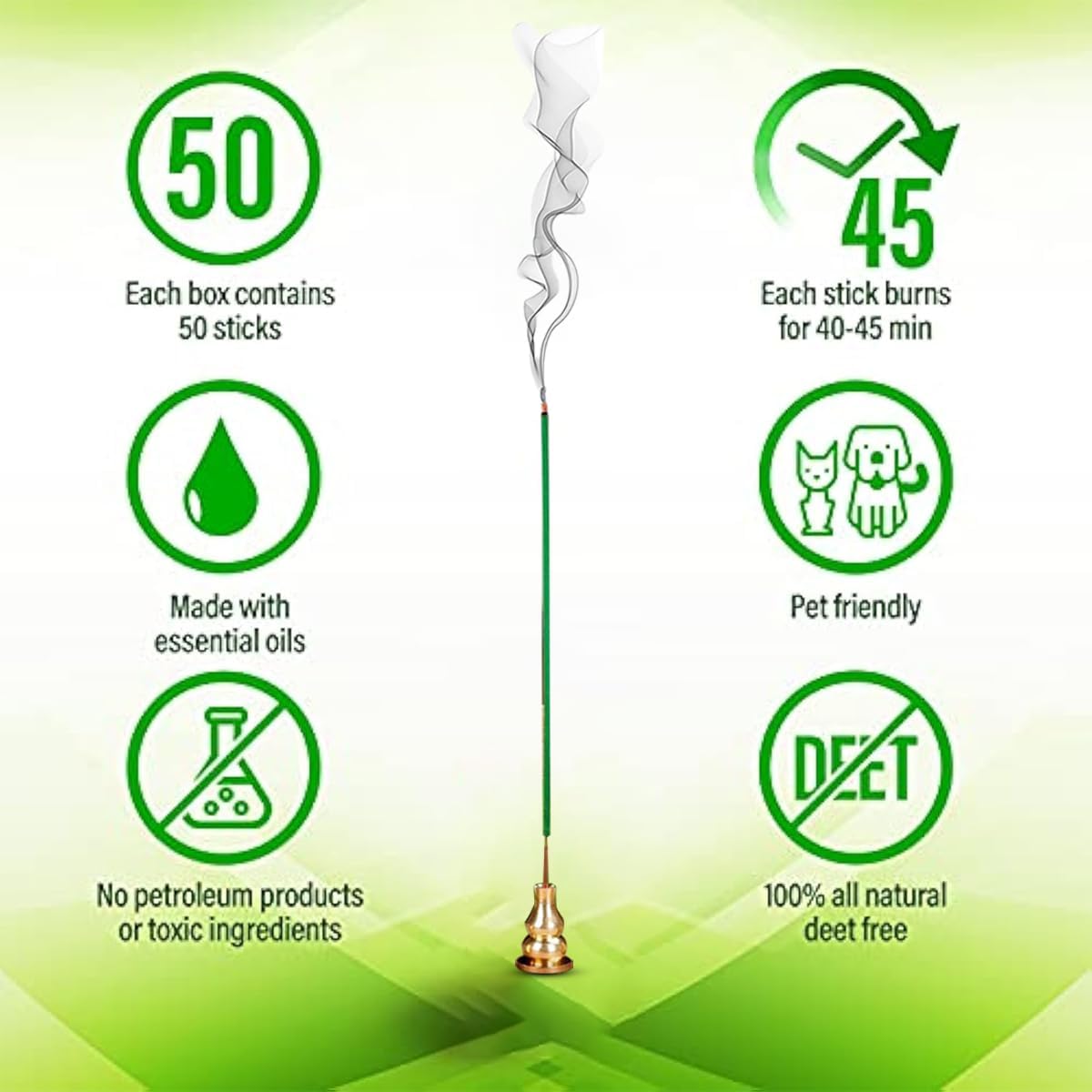 Citronella Incense Sticks 100-Pack with Holder