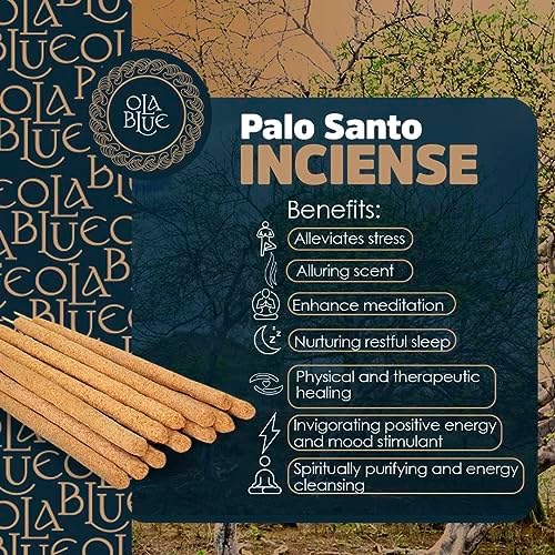 OLA BLUE Palo Santo Incense Sticks 12 Pack with Holder