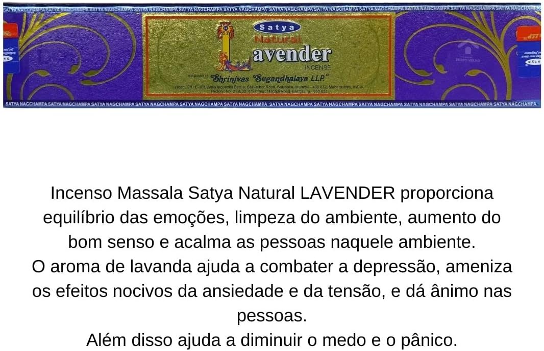 SATYA Natural Lavender Agarbatti Incense Sticks 12 Packs